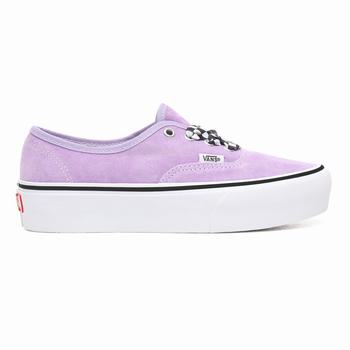 Vans Checkerboard Lace Authentic Platform 2.0 - Naisten Tennarit - Violetit/Valkoinen